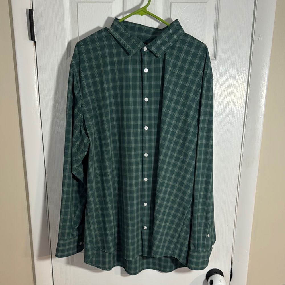 Mizzen+Main Green Checkered Men's Shirt XXL Classic Fit EUC